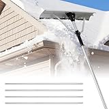 Ollewiellan Photovoltaik Schneeschieber 196-636 cm klappbar & Kratzfest, Schneeschieber Dach Aluminium, Dachschneerechen mit Gummileiste