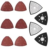 Pmueuff Schleifpapier Dreieckschleifer, 4 Stück 93mm Schleifplatte mit 30 Schleifpapier Dreieckschleifer Schleifpapier Schleifschuh Schleifteller Klett für Holz, Metall, Putz, Schleifen, Entrosten