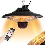 Ollewiellan Deckenheizstrahler, Deckenheizstrahler Outdoor 1500/2000W,mit 2 Heizstufen,Fernbedienung,Heizstrahler Terrasse Hängend,IP24 Wasserdicht Decken Heizstrahler