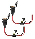 Dongge 2pcs 12V/24V Fixierbare Zigarettenanzünderbuchse mit Verlängerungskabel, 2.5 Sq. Kabel (ca. 13AWG) Verzinntes Endstück für Ersatz oder DIY Ersatz-DC-Steckdose 20A 0.35m