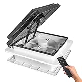 ZOIZ Wohnwagen-Dachlüftungsventilator, 12 V, 360mm*360mm, Wohnmobil-Ventilator mit Fernbedienung, leise, eingebauter Regensensor, 4 Geschwindigkeiten, umkehrbare Belüftung, Timer-Einstellung, für