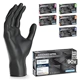 90x ARNOMED Einweghandschuhe Schwarz, Einmalhandschuhe XXL, Nitril Handschuhe Einweg, Nitrilhandschuhe puderfrei, Gummihandschuhe Einweg, Schutzhandschuhe, Handschuhe Nitril in XS, S, M, L, XL, XXL