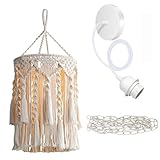 Riohan Boho Hängelampe Stoffkunst Pendelleuchte, Handgefertigte Boho Kronleuchter Hängelampe Pendelleuchten für Wohnzimmer, Schlafzimmer, Küche 73 * 30cm