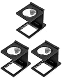 QWORK® 3 Stück Mini klapplupe, 10X Bildschirmlupe mit Maßstab, fadenzähler Metall für Löten, Nähen, Lesen, Textile