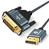 Thzzhnno Displayport auf DVI Kabel 3M, Vergoldet Displayport auf DVI-D Nylon geflochten, Adapter, Stecker auf Stecker, Kopfleitung, kompatibel mit Computer, Büro, PC, Monitor, Projekt