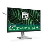 Philips 27B2G5200-27 Zoll Full HD Monitor, höhenverstellbar, Lautsprecher, Adaptive Sync (2560x1440, 75 Hz, 2X HDMI 1.4, 1x DisplayPort 1.2, USB Hub) dunkel/grau