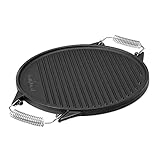 Grillfürst Universal Gusseisenplatte Grill Ø 35 cm - massive Gusseisen Grillplatte mit großen Griffen, Gussplatte beidseitig verwendbar, für Gasgrill u. v. m.