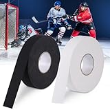 Huiguli Schläger Tape, 2 Rollen Eishockey Tape 25m*25mm, Selbstklebend Griffband Sporttape, rutschfeste Griffbänder für Hockeyschläger,Tennisschläger, Badmintonschläger (Schwarz & Weiß