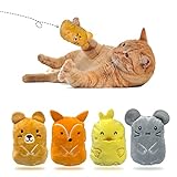 Andiker Spielzeug mit Katzenminze, 4 Stück süßes Weihnachtsplüsch-Katzenspielzeug Katzenminze-Kissen | Katzenspielzeug Beschäftigung Kauspielzeug (Tiermuster)