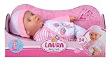 Simba 105140020 - My Love Baby Talk, Weichkörperpuppe mit Schlafaugen in süßem Strampler, macht 24 Babylaute, 30cm, Babypuppe ab 2 Jahre, Weiß-rosa