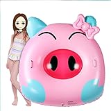 DONGSHUAI Aufblasbarer Schwimmer für Schwimmbecken mit Griff, 132 cm großes Schwimmfloß für Kinder und Erwachsene, lustiges, aufblasbares Schwimmboot für Partys auf dem Wasser, rosa Schwein