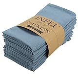 INFEI weich Baumwoll-Leinen gemischt Abendessen Cloth Servietten, 12 Stück (40 x 40 cm), für Veranstaltungen und den Heimgebrauch (Luftiges Blau)