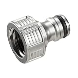 Gardena Premium Hahnverbinder 21 mm (G 1/2')- Adapter für Wasserhähne, wertiges Metall, spritzfreier Wasserfluss, frostsicher, verpackt (18240-20.953.03), Silber