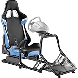 ARES WING Racing Simulator Cockpit mit Sitz, SIM Racing Cockpit Kompatibel mit Fanatec, Thrustmaster, Logitech, Moza Racing Games Kompatibel mit PS5, PS4, Xbox und PC, Blau