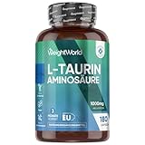 L Taurin Kapseln - 1000mg pro Portion - 180 vegane Aminosäure Kapseln - Taurine Amino Acid Capsules - 3 Monate Vorrat - 2 Kapseln Täglich - Frei von Magnesiumstearat & Gluten - WeightWorld