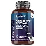 Magnesiumglycinat Kapseln - 1420mg Magnesiumbisglycinat mit Vitamin B6 (Pyridoxinhydrochlorid) - 200mg elementes Magnesium - 180 vegane Kapseln - 3 Monate Vorrat - Alternative zu Pulver - WeightWorld
