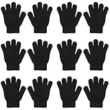 QKURT 6 Paare Magic Stretch Handschuhe, Vollfinger Winter gestrickte Magic Stretch Handschuhe Warme Handschuhe für 5~13 Jahre alte Kinder Mädchen Jungen