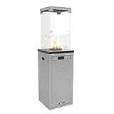 KRATKI Terrassen-Gasheizgerät Patio Light granio 8,2 kW - Propan-Butan G30/37mbar - Leistungsstarker Außenwärmer - einfache Steuerung - Gartenkamin - Schlauch- Reduzierset