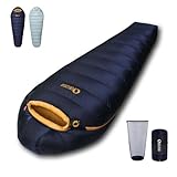 QEZER Daunenschlafsack (Dunkelblau 0℃)