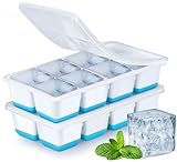 Große Eiswürfelform aus Silikon, JRISBO 2er-Pack Eiswürfelbehälter mit Deckel Sicher BPA-frei und LFGB-zertifiziert, Stapelbare Eiswürfel Form Eiswürfelformen Groß Ice Cube Tray