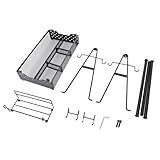 BBQ Condiment Holder Metall Mesh, 38x17,5x39cm, 4 Fächer mit Papiertuch - und Serviettenhalter - Robust Carbon Stahl, Vielseitig Für Camping und Grillen