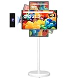 OFD 21.5' Portable TV on Wheels,Android 13 OS,1080p,6+128GB,Speicher Tragbarer Fernseher, 100% sRGB,±90°Rotation,schwenkbarer Touchscreen Monitor mit Ständer,Built-in 4K Webcam,Weiß