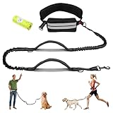 Joggingleine Hunde mit Bauchgurt,Freihandleine Hund,Elastische Bauchgurt Hundeleine mit Gürtel und Gepolstertem Griff,zum Spazierengehen,Joggen,Wandern und Laufen(schwarz)