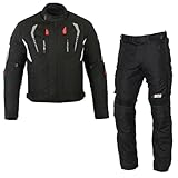 Motorradanzug Herren 2-teilig – Leichte Textilkombination mit CE Protektoren für Sicherheit,Herren Motorrad Textil Jacke und Hose,Motorrad Textil Kombi (BLACK, 2XL)