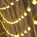 Pulchram Warmweiße LED Kugeln Lichterkette 10M 100 LEDs, Globe Lichterketten außen und innen Wasserdicht Batteriebetrieben mit Fernbedienung für Party Hochzeit Garden