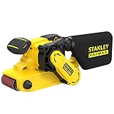 Stanley FatMax Bandschleifer FMEW204K (1.010 Watt, 75 x 533 mm Schleifband, Drehzahlvorwahl, werkzeugloser Schleifbandwechsel, integrierte Staubabsaugung, inkl. Schleifband und Koffer), Schwarz, Gelb