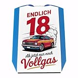 speecheese Endlich 18 - Vollgas Parkscheibe für den Führerschein Lustige Spruch-Parkscheibe zum 18. Geburtstag