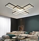 78cm LED Deckenleuchte dimmbar mit Fernbedienung 65W/5200LM Deckenlampe Schwarz Rechteckig Wohnzimmerlampe,5 Flamme Schlafzimmerlampe,3000-6500K deckenbeleuchtung für Schlafzimmer Wohnzimmer Licht