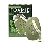 Foamie 3in1 Feste Dusche Männer, Hanfsamen & Zedernholz-Öl, Körper, Gesicht, Festes Shampoo Herren, Beruhigende Reinigung, 90g Extra-Pflegepackung
