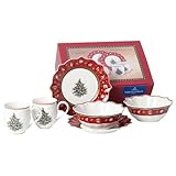 Villeroy & Boch – Toy'S Delight Breakfast for Two Frühstücksservice 6 Teilig Für 2 Personen, Kaffeeservice Weihnachten, Kaffeegeschirr, Weihnachtsgeschirr, Frühstücksgeschirr Set, Premium Porzellan