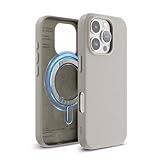 elago Magnetisch Leder Hülle Kompatibel mit iPhone 16, 15, 14, 13, 12 Serie (Hellgrau, iPhone 16 Pro)