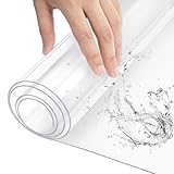 WOLTU Tischfolie 1 mm Tischdecke transparent wasserdicht, Tischschutz Folie abwaschbar, durchsichtige Schutzfolie Hochglanz Folie für Tisch glasklar aus PVC - rechteckig 90x180cm
