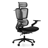 hjh OFFICE Bürostuhl Ergo U2 Flex3 – Profi Drehstuhl mit atmungsaktiver Netz-Rückenlehne & robustem Sitz – Höhenverstellbare Lordosenstütze – Schwarz