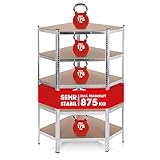 EASYmaxx Schwerlastregal Eckregal 180x90x40 cm | 875 kg Traglast, 175 kg pro Ebene | Regal und Werkbank | Kellerregal, Lagerregal mit 5 verstellbaren Ablagen | Keller, Garage, Hobbyraum, Werkstatt
