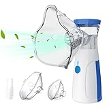 Inhalationsgerät, Inhaliergeräte für Erwachsene Kinder, Quiet Inhaler Nebuliser with 3 Timed Spray Modes, 1 Mouthpiece and 2 Masks, Portable Inhaler Nebulizer (Battery not Included)