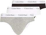 Calvin Klein Herren 3er Pack Hip Briefs Unterhosen Baumwolle mit Stretch, Mehrfarbig (Black/White/Grey Heather), L