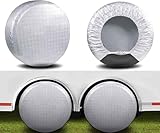 Amfor Reifenabdeckungen, 4er-Set, wasserdichte Aluminiumfolie, Sonnenschutz, wetterfest, passend für 48,3 cm bis 55,9 cm Reifendurchmesser (L-27-29 Inch Tire Diameters)
