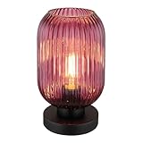 Tischlampe Nachttischleuchte Beistellleuchte 1x E27 Glas lila schwarz matt