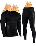 YESWEL Thermounterwäsche Herren M, Winter Skiunterwäsche mit Innenfleece, Funktionsunterwäsche mit Eingriff, Atmungsaktiv Thermo Unterwäsche