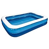 Transparenter aufblasbarer Pool mit Pumpe, Hinterhof-Wasserpool für Kinder und Erwachsene, aufblasbarer Lounge-Pool, Wasserspiel-Spielzentrum, schnell eingestellter Pool, blau, 262 x 175 x 50 cm