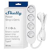 Shelly Power Strip 4 Gen4 Weiß - Matter & WLAN Mehrfachsteckdose, 4 Fach Smarte Steckdosenleiste, Leistungsmessung, 16A Total, 3500W, Zeitschaltuhr, Zigbee, Google, Alexa, Apple, Kein Hub Erforderlich