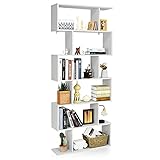 COSTWAY Bücherregal, Standregal mit 6 Ebenen, Raumteiler Regal, Büroregal freistehend, Aufbewahrungsregal für Wohnzimmer, Schlafzimmer, Büro, 192 x 80 x 23 cm (Weiß)