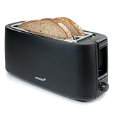 Korona 21060 Toaster 4 Scheiben | Langschlitz | einstellbarer Röstgrad | Auftauen | Rösten | Aufwärmen | 1.400 Watt | Brötchenaufsatz | Krümelschublade | Brotscheiben-Zentrierung | schwarz matt