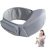 Baby Hip -Träger, ergonomischer Babyträger mit Hüftsitz für Neugeborene und Kleinkinder, verstellbarer Bund und verschiedene Taschen, alle Jahreszeiten Carry, Grau.