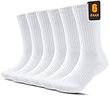 FORVEVO Tennissocken Damen 35-38 Baumwolle,Socken Herren Gepolstert,Atmungsaktiv Sportsocken,Crew Laufsocken 6 Paar