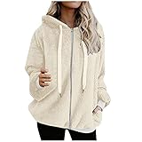 Teddyfleece Jacke Damen Fleece Plüschjacke Pullover Winter Sweater Outwear Winter Warm Teddyfleece Fleecejacke Damen mit Kapuze Outdoor Mädchen Plüschjacke Teddyfleece Jacke Damen Warm Kuscheljacke